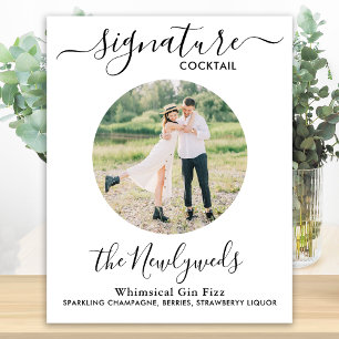 Signature Cocktail Custom Photo Wedding Drink Bar Poster