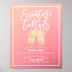 Signature Cocktail Drink Menu Wedding Decor Poster