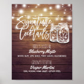 Signature Cocktail Drink Menu Wedding Decor Sign Poster (Voorkant)