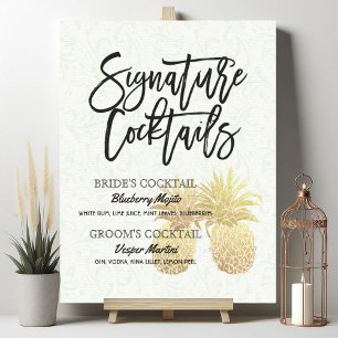 Signature Cocktail Drink Menu Wedding Decor Sign Poster