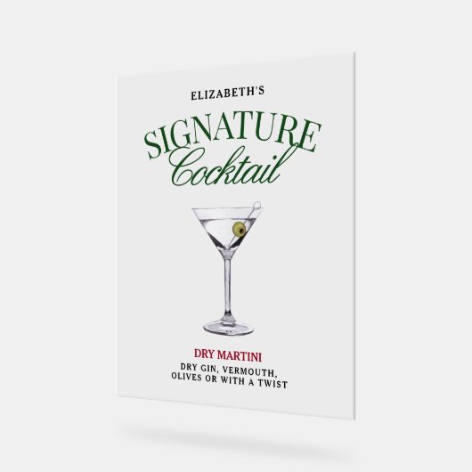 Signature Cocktail Green & Red Classy Acryl Bord (Hoek)