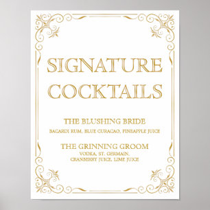 Signature Cocktail Wedding Sign Gatsby Art Deco Poster