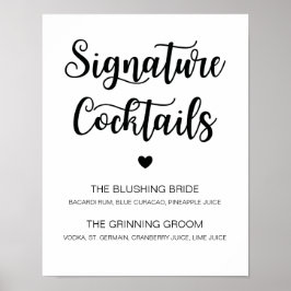 Signature Cocktail Wedding Sign Modern Calligrafie Poster