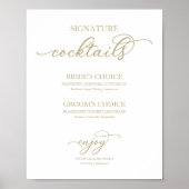 Signature Cocktails Chic Gold Script Poster (Devant)