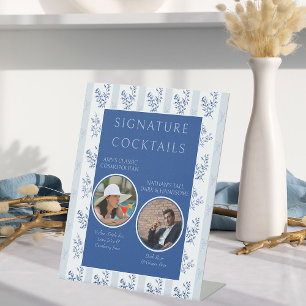 Signature Cocktails Chinoiserie Wedding Bar Sign Reclamebord Met Voetstuk