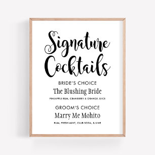 Signature Cocktails Poster Sign Zwart schrift