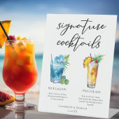 Signature Cocktails Strand Bruiloft Menu Reclamebord Met Voetstuk