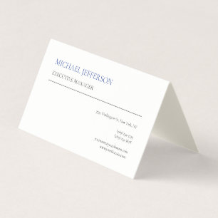 Signature Cream Modern Elegant Eenvoudig Blauw Wit Visitekaartjes