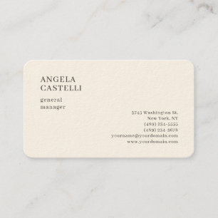 Signature Cream Trendy Modern Minimalist Plain Visitekaartje