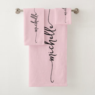 Signature de nom de monogramme de style rose blush