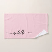 Signature de nom de monogramme de style rose blush (Serviette à main)