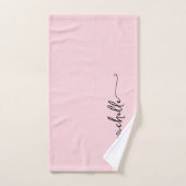 Signature de nom de monogramme rose pâle élégant (Serviette à main)