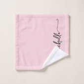 Signature de nom de monogramme rose pâle élégant (Gant de toilette)