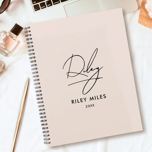 Signature de script Monogramme rose pâle moderne c