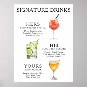 Signature Dranken Huwelijks Cocktail Poster