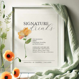 Signature Drankjes 8x10 Bloem Bruiloft Bord Poster