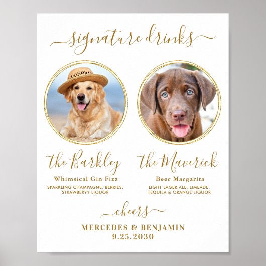 Signature Drankjes Aangepaste Foto Gouden Trouw Ba Poster (Voorkant)