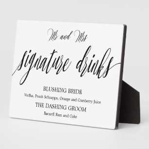 Signature drankjes bordje met standaard fotoplaat