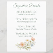 Signature Drink Menu Sign Wildflower Paper Sheet (Devant)