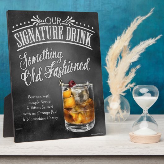 Signature Drink Sign: Iets Old Fashioned Plaq Fotoplaat (Zijkant)