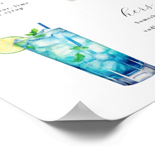 Signature Drinken Bruiloft Cocktails Poster (Hoek)