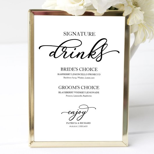 Signature Drinken Chic Black Script Poster
