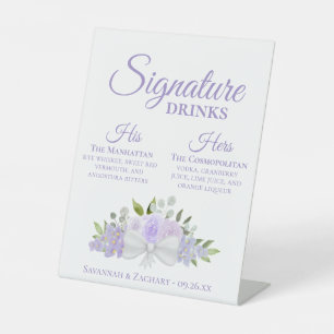 Signature Drinken Lavendel Rozen & Bloesems Bruilo Reclamebord Met Voetstuk