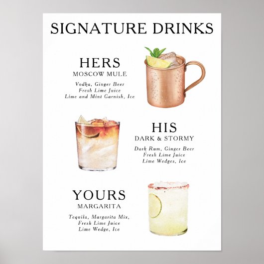 Signature Drinken Wedding Cocktail Poster (Voorkant)