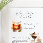Signature Drinks Signs | Watercolor Cocktails Poster