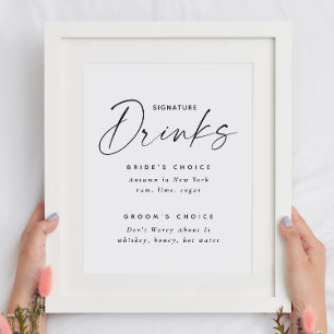 Signature Drinks Trouwkaart Cocktail Menu Poster