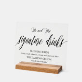 Signature drinks Wedding Acrylic sign  (Angle)