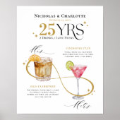 Signature Drinks Wedding Anniversary Cocktail Menu Poster (Voorkant)