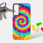Signature du colorant arc-en-ciel de spirale rétro<br><div class="desc">Lumineux et gai ce modèle rétro spiral cravate cravate boîtier de téléphone portable teint brillera votre journée! Personnalisez-le avec votre nom ou vos initiales.</div>