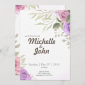 Signature Faire-part de mariage Fleur pourpre (Devant / Derrière)
