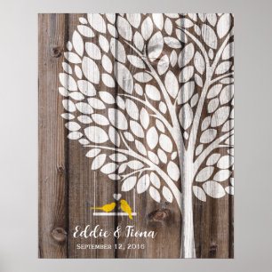 signature mariage livre d'or oiseau jaune bois