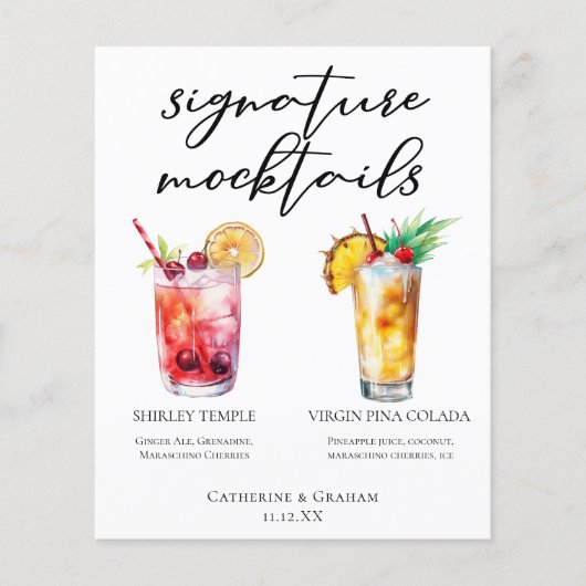Signature Mocktail Shirley Temple Piña Colada Menu (Devant)