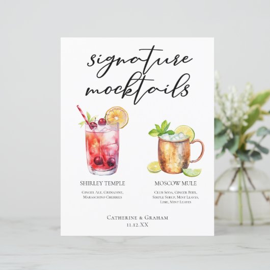 Signature Mocktails Boissons d'été Menu Mariage (Debout devant)
