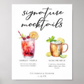 Signature Mocktails Zomer Drinken Bruiloft Menu Poster (Voorkant)