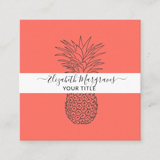 Signature Modern Pineapple Vierkante Visitekaartje (Voorkant)