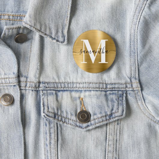 Signature Monogram Gold Shimmer Folie Ronde Button 5,7 Cm (In situ)