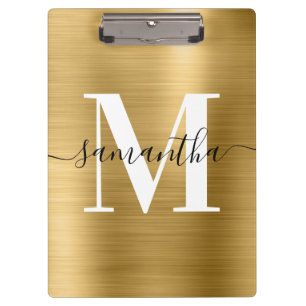 Signature Monogram Goud Glans Folie Klembord
