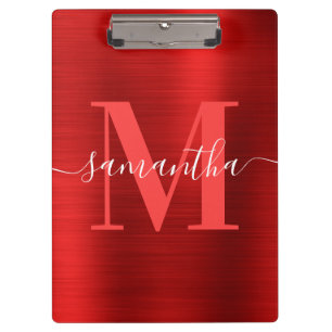 Signature Monogram Rode Glans Folie Klembord