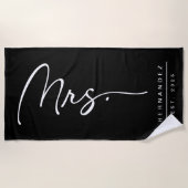 Signature noir et blanc MRS. Serviette de plage (Devant)