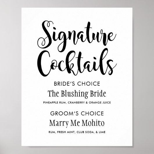 Signature Poster cocktails | Script noir (Devant)