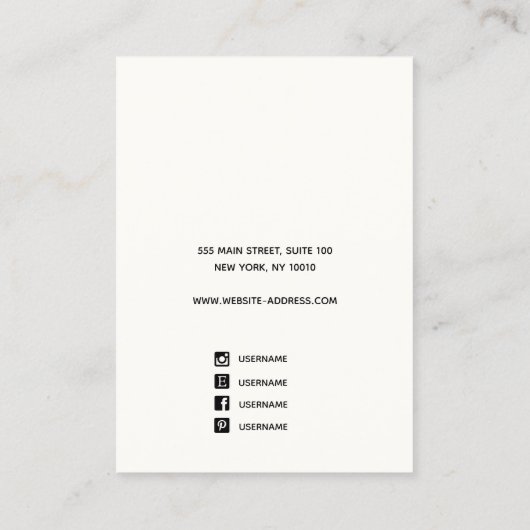 Signature Script Black White Earning Display Visitekaartje (Achterkant)