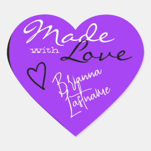 Signature Script Bright Paars gemaakt met Love Hart Sticker