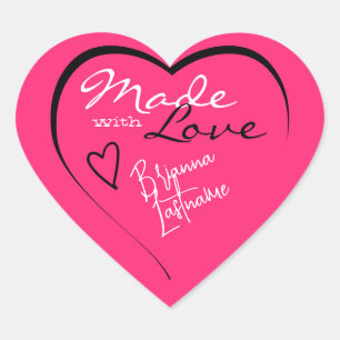 Signature Script Bright roze gemaakt met liefdesha Hart Sticker