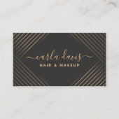 Signature Script Geometric Lines Black and Gold Visitekaartje (Voorkant)