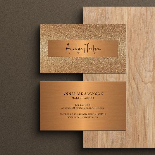 Signature script modern glam gold glitter visitekaartje