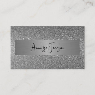 Signature script modern glam Silver glitter Visitekaartje